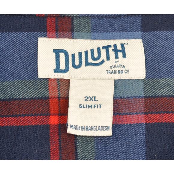 Duluth Trading Free Swingin Plaid 100% Cotton Flannel Shirt Mens 2XL Slim Fit - Picture 6 of 7